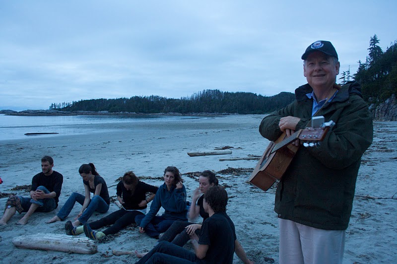 Calvin playing guitar at Hakai