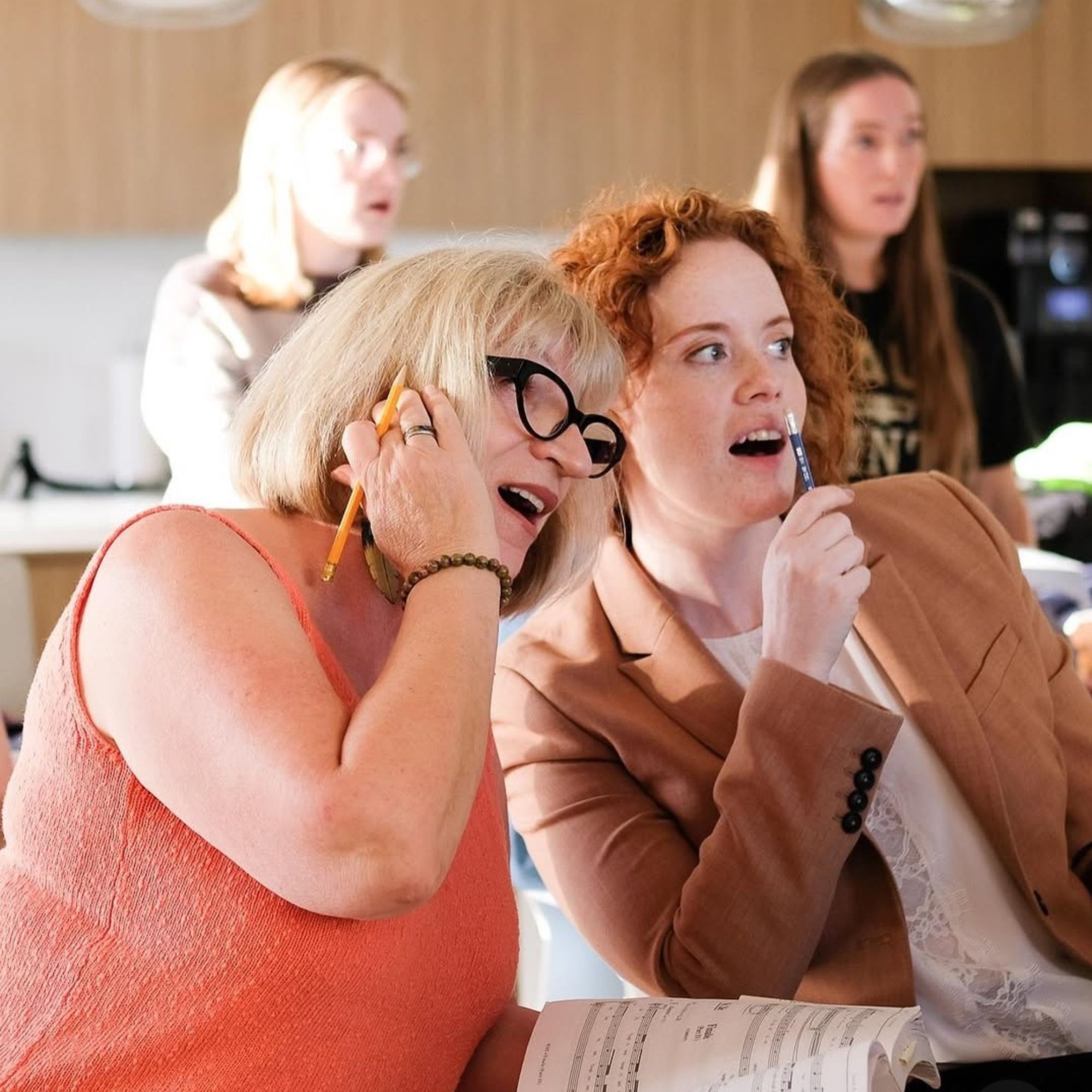 Rhona and Alison in rehearsals