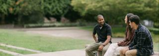 Student sitting outside