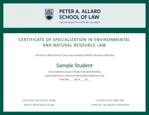 Specialization in Environmental and Natural Resource Law Peter A
