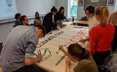 Allard students making climate strike banner