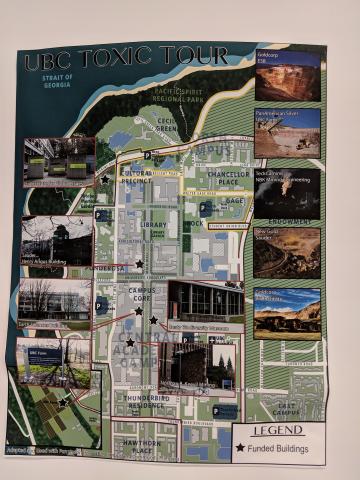 UBC "toxic tour" map of buildings funded by mining companies at the 2018 Students for Mining Justice conference