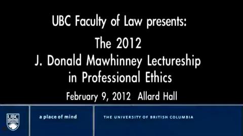 2012 02 09 - J. Donald Mawhinney Lecture - LAW