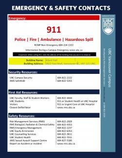 UBC Emergency Safety Contacts