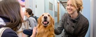 Students with a dog