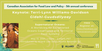 CLE Graphic for Keynote of Canadian Association for Food Law and Policy Event