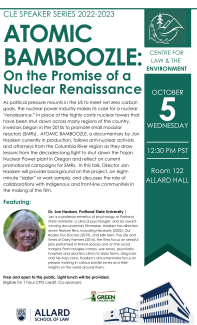 Poster announcing Professor Haaken's lecture, Atomic M
