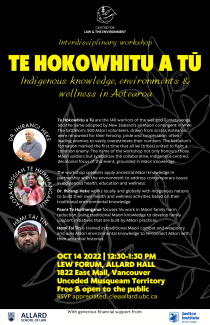 Poster announcing the Te Hokowithu a Tu workshop