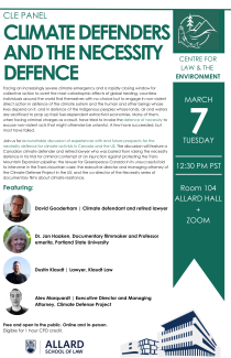 Poster announcing the Necessity Defence Panel