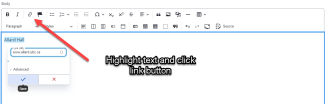 Highlight text and click link button