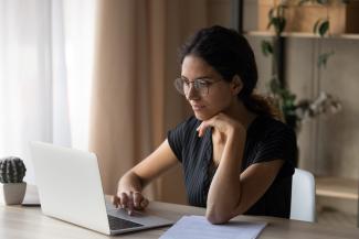 woman using computer