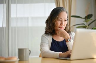 woman using computer