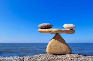 Balanced rocks on the beach