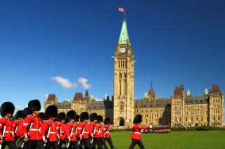 Queen's Guard marching on Parliament Hill