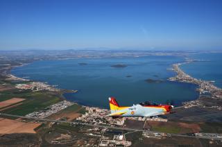aerial view of Mar Menor with a plane in the foreground