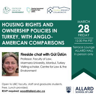 Event poster reading: Housing Rights and Ownership Policies in Turkey, with Anglo-American Comparisons